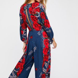 NWT Rose Valley Jumpsuit Blue Red XS Small